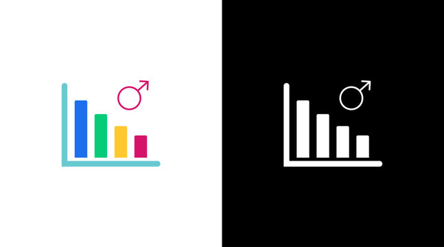 male gender decrease infographic data analysis colorful icon design chart bar