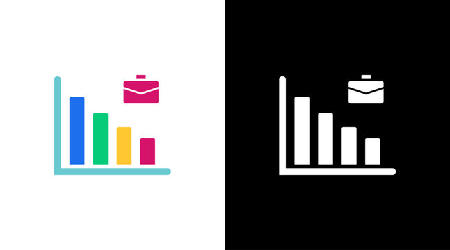 business suitcase decrease infographic data analysis colorful icon design chart bar