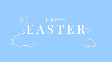 Banner Happy Easter with easter bunny.Creative typography for holiday invitations, posters and greeting cards. Vector illustration.
