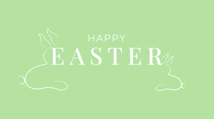 Rabbit Silhouette Happy Ester Poster. Vector Graphic Design
