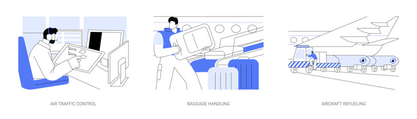 Aviation industry abstract concept vector illustrations.