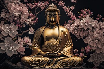 Buddha Purnima Vesak Background with Copy Space for Text. Generative AI.