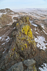 Fototapeta na wymiar Scenic View of Olkhon Island from Top of Trident Rocks at Lake Baikal