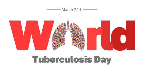 World Tuberculosis Day March 24. Medical solidarity day concept. Flat vector illustration isolated on white background. 