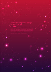 Abstract background design, illustrated vector of connected dots and line on gradient background, theme of constellation star lines, magenta and purple color tone