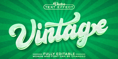 Green Worn Vintage Vector Editable Text Effect Template