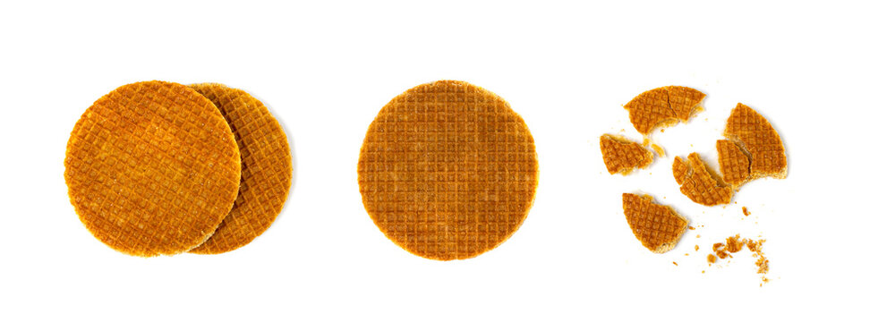Dutch Waffles, Broken Stroopwafel Cookies, Caramel Waffle, Thin Toffee Biscuit, Dutch Waffles