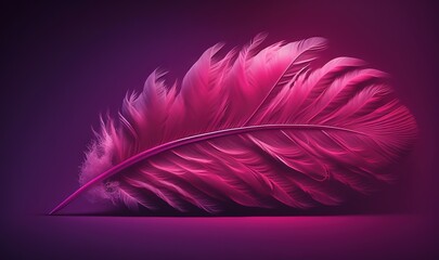  a pink feather on a purple background with a pink light in the middle of the image and a purple background with a pink light in the middle.  generative ai