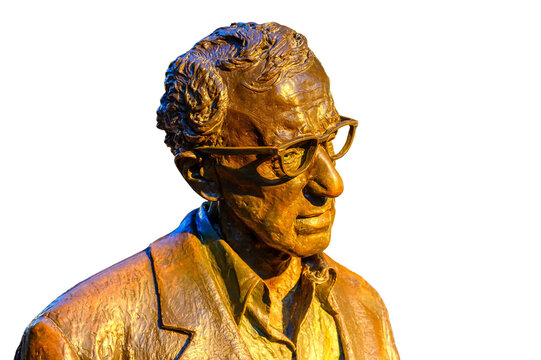 Sculpture of Woody Allen, Award Principe de Asturias in Arts 2002. Located in Oviedo, Asturias, Spain