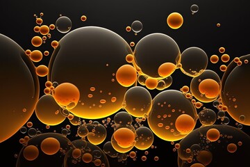 orange bubbles background. Color bubbles. Bubble background. Generative ai