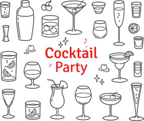 Set of Cocktails and Alcohol Drinks