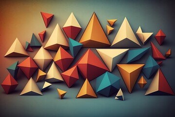 Fototapeta premium Abstract geometric background with multicolored triangles. generative ai