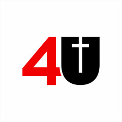4 U vector logo design with cross.