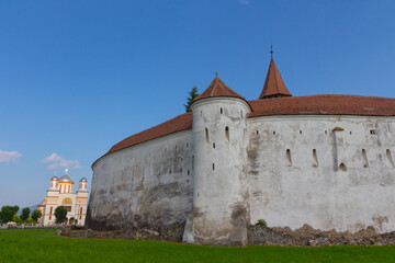 Fototapeta na wymiar View of the historical Church-fortress in the city of Prejmer. Transylvania. Romania