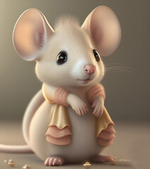 Generative AI:  cute pink mouse with clothes