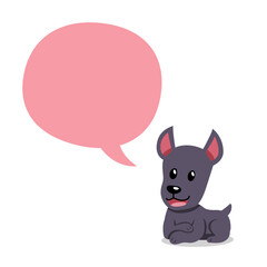 Cartoon character happy dog with speech bubble for design.