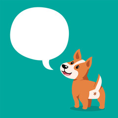 Cartoon character happy dog with white speech bubble for design.