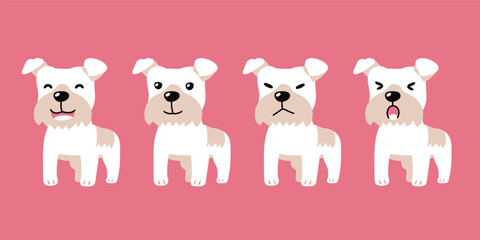 Vector cartoon set of character wire fox terrier dog for design.