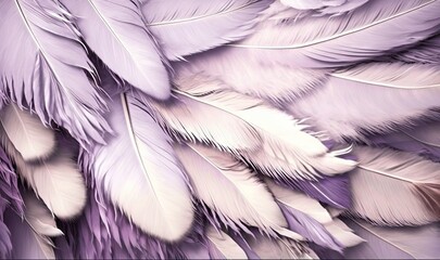  a close up of a purple and white feather pattern on a wallpaper background with a white rose in the center of the image and a purple feather pattern on the back of the wall.  generative ai
