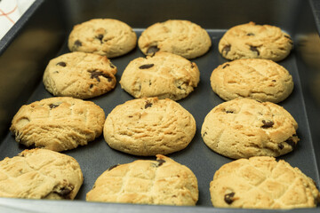 Freshly baked homemade cookies on a brazier