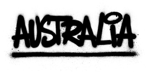 graffiti Australia sprayed word in black over white