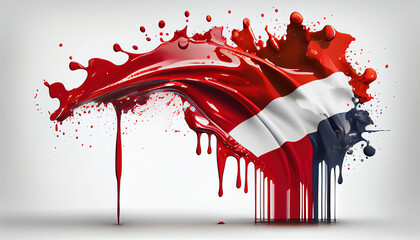 Liquid Paint Colors of Bahrain Flag Dripping and Explosion Abstract Art on White Background Generative AI