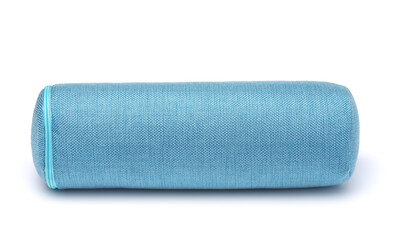 Front view of blue cervical neck roll pillow