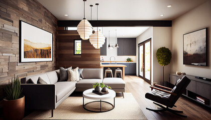 modern living room interior design. generative ai