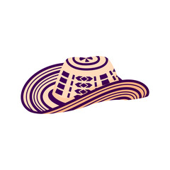 Barranquilla carnival holiday hat with tribal print, men headwear. Vector Garabato hat, Colombia traditional headwear, festive clothing