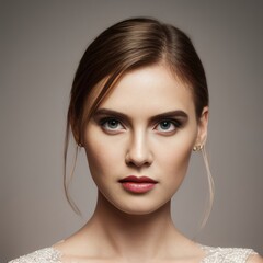 Portrait of a young woman. Natural makeup face close up. Generative AI