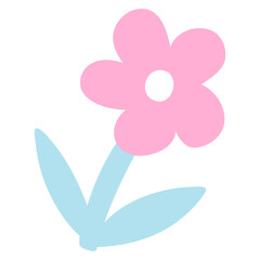 Hand drawn abstract plant. Vector illustration of minimalist colorful flower, naive art