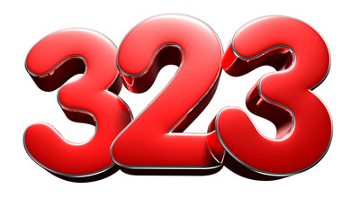 Number 323 red 3D illustration. Advertising signs. Product design. Product sales.