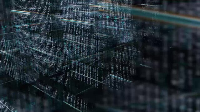 Fondo abstracto de tecnolog&iacute;a, ciencia e inform&aacute;tica en la nube. Fondo de pantalla de patr&oacute;n de concepto de c&oacute;digo binario y estructura de grandes datos. Redes y c&oacute;digo fuente.