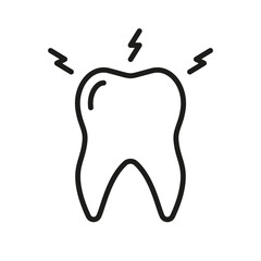Toothache Line Icon. Teeth Pain. Tooth Ache Linear Pictogram. Oral Healthcare Problem, Dentistry Outline Symbol. Dental Treatment Sign. Editable Stroke. Isolated Vector Illustration