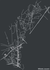 Detailed hand-drawn navigational urban street roads map of the WILSELE BOROUGH of the Belgian city of LEUVEN, Belgium with vivid road lines and name tag on solid background