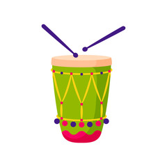 Djembe drum Brazilian instrument color icon. Vector African drum, goblet jembe, retro music tool, percussion instrument barranquilla holiday object