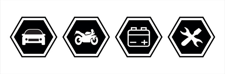 Car tool markings on a white background