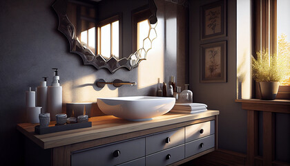 Modern bathroom and sink, interior. Abstract illustration.