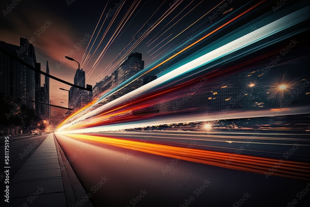 Poster Abstract long exposure dynamic speed light trails in an urban environment. Generative ai