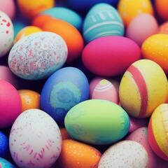 Fototapeta na wymiar Colored Easter Eggs with generative ai