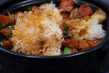 Vegan Korean doltsot rice and vegetabe stir fry