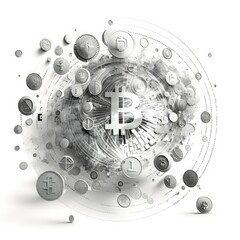 Illustration of bitcoin cryptocurrency, finance technology coin.Generative AI	