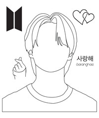 digital vector illustration of a male kpop idol sketch image. South Korean boy band sketch drawing eps.10