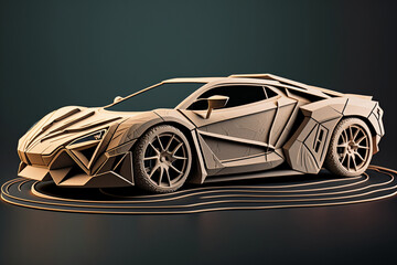 paper cut craft, paper illustration, luxury super sports car, Generative AI