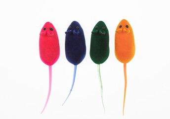 plastic mouse toys isolated on white background