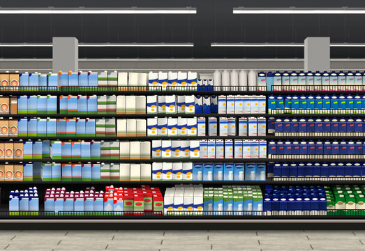 MILK in store on shelf