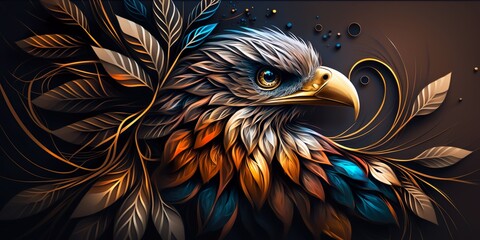 Luxury Beautifull Eagle Abstract. Digital AI Illustrations