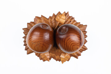 decorative wooden apple isolated on white background