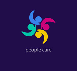 Creative People care logo. Togetherness and community concept design, creative hub, social connection icon, template and logo set.
