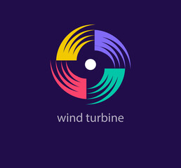 Wind turbine logo. Modern linear and colorful design. logo template. Elegant, luxury, premium vector